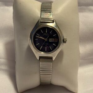 Seiko Silver Watch with Blue Dial